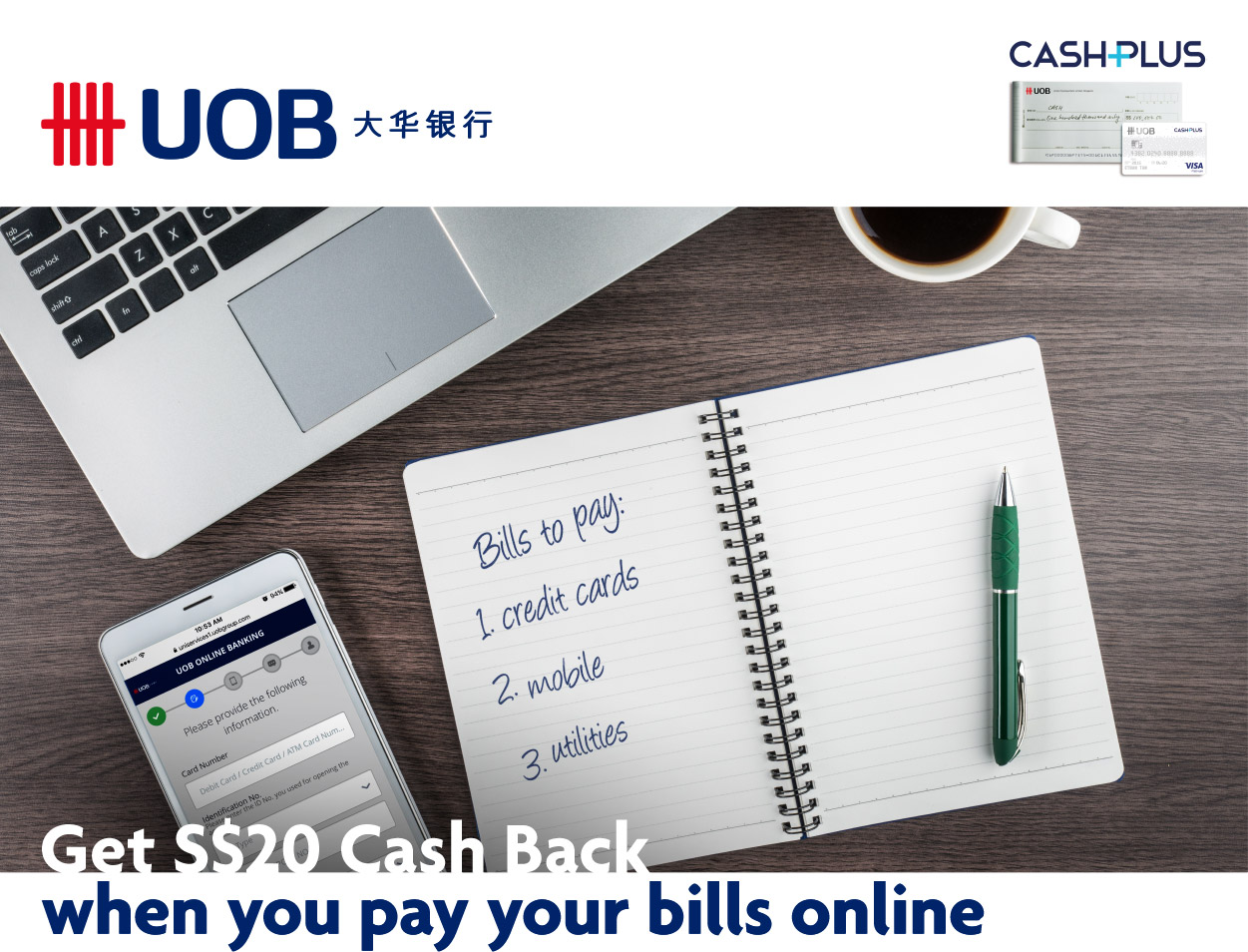 Get S$20 Cash Back when you pay your bills online